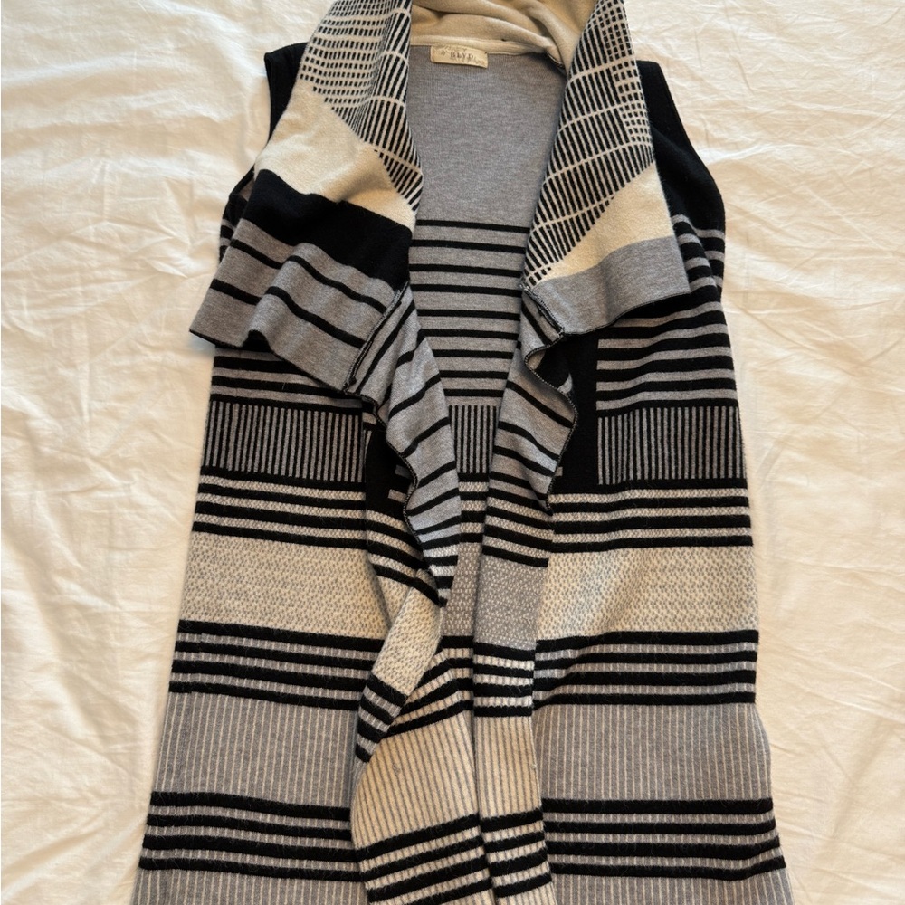 Striped Black and Gray Women's Sweater Vest